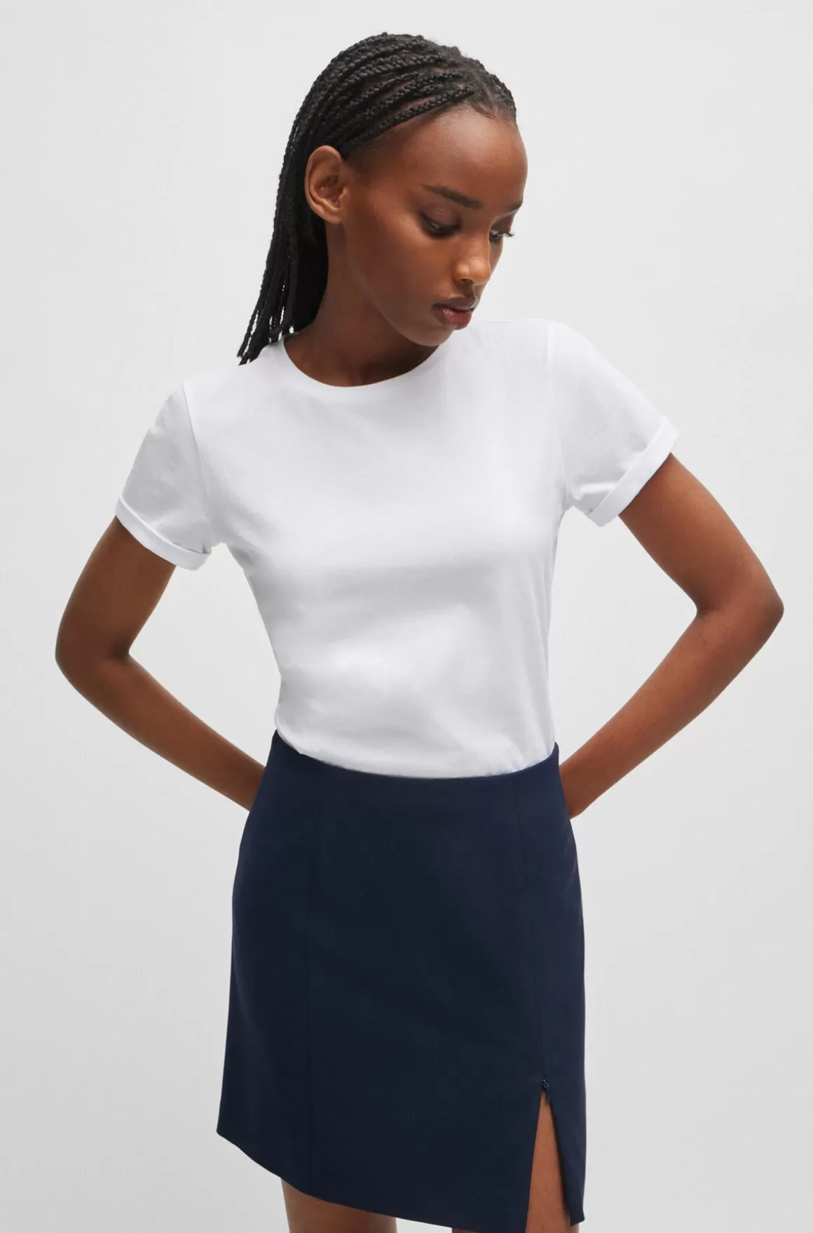 HUGO BOSS T-shirt Med Slim Fit I Bomuldsjersey Med Logoprint