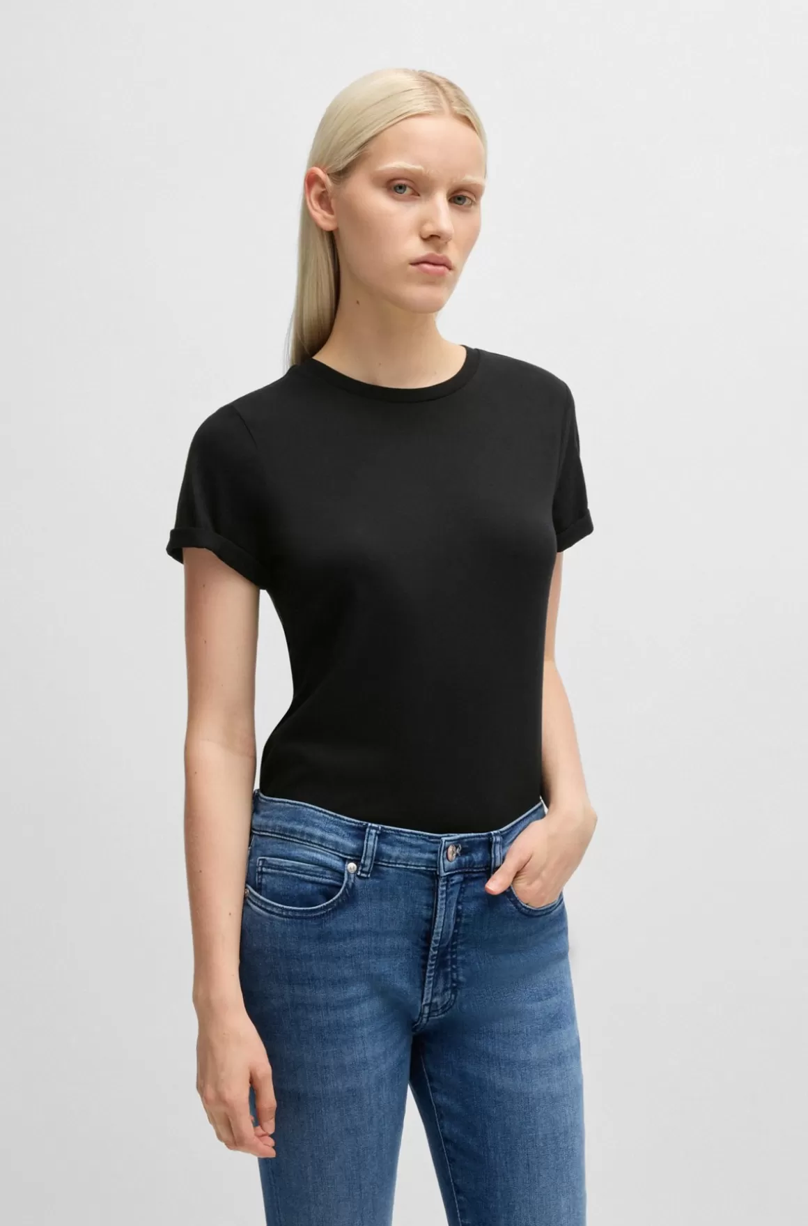 HUGO BOSS T-shirt Med Slim Fit I Bomuldsjersey Med Logoprint
