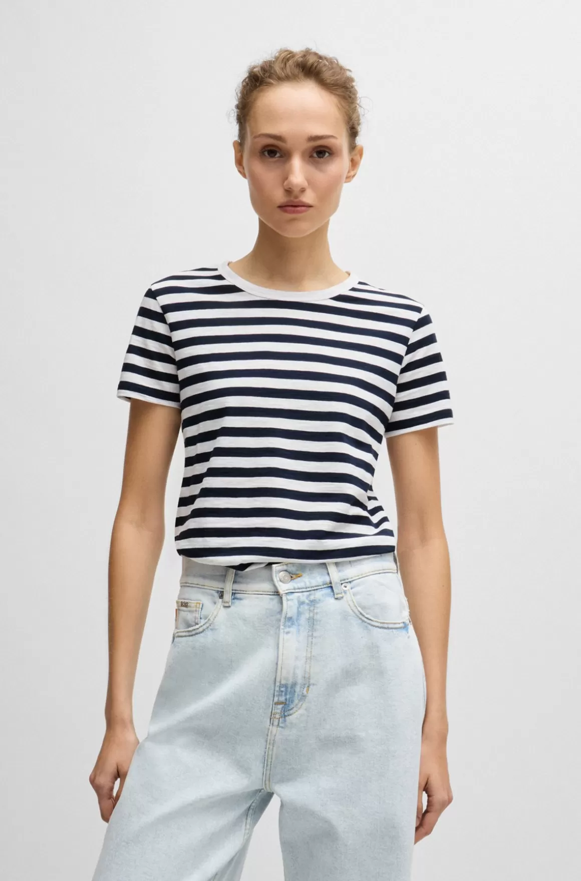 HUGO BOSS T-shirt Med Striber I Slubbomuld