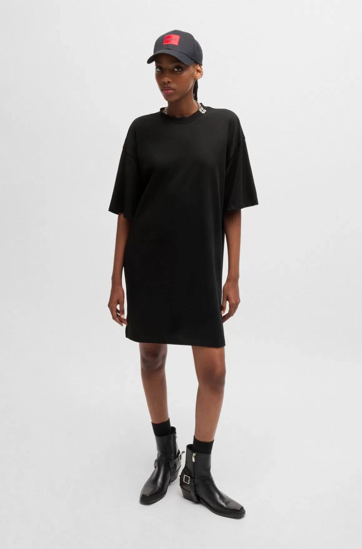 HUGO BOSS T-shirt-kjole I Bomuldsjersey Med Stablet Logo