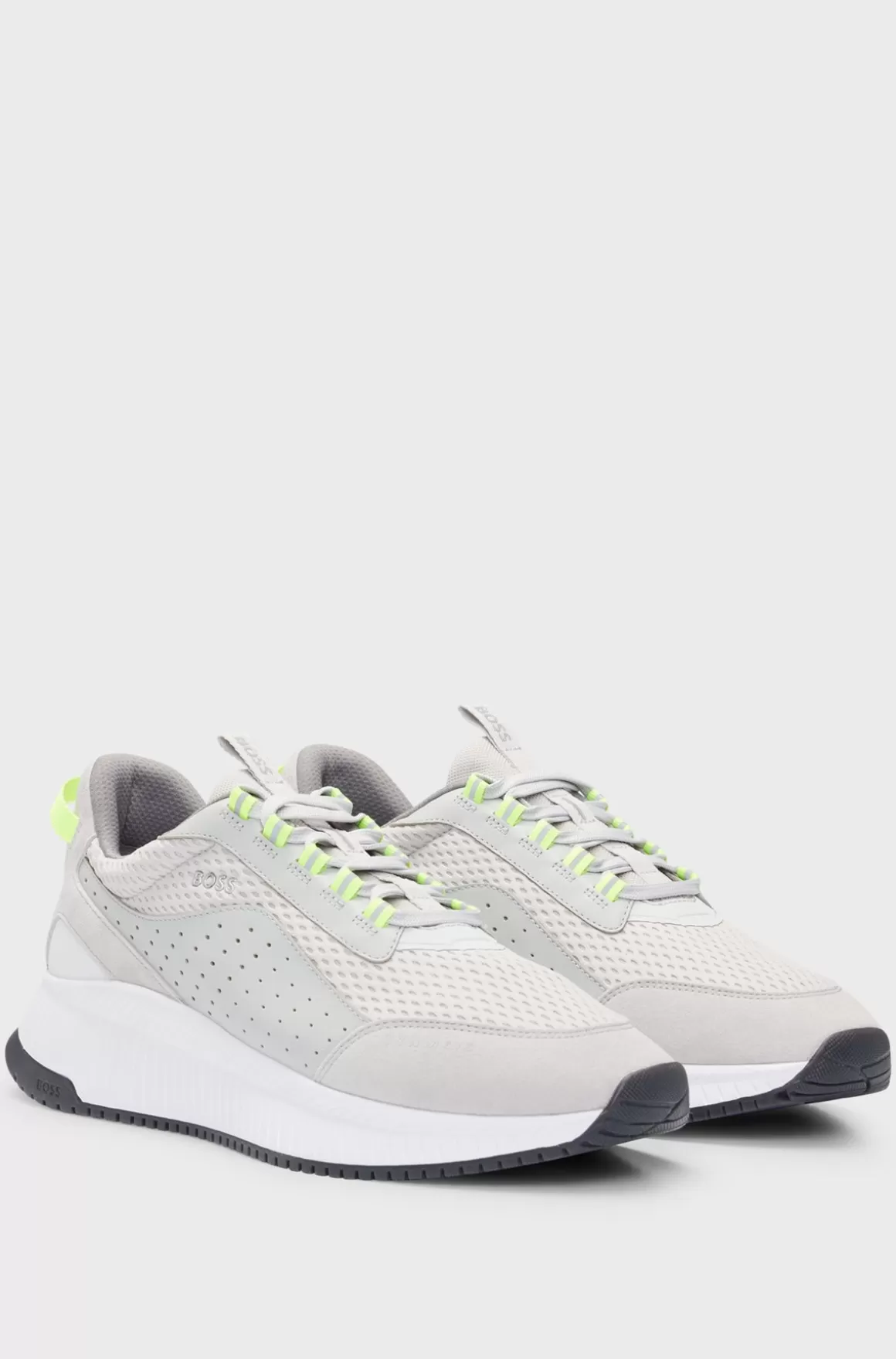 HUGO BOSS TTNM EVO Sneakers I Ruskind, Læder Og Mesh Med Sål Med Fiskebensmønster