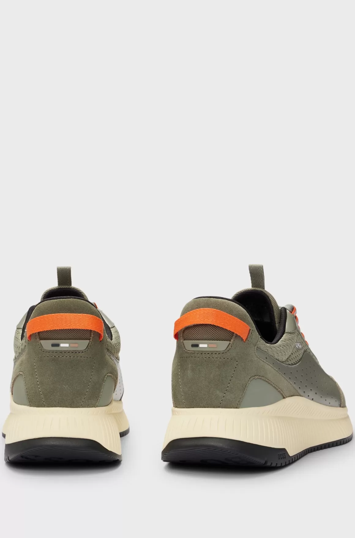 HUGO BOSS TTNM EVO Sneakers I Ruskind, Læder Og Mesh Med Sål Med Fiskebensmønster
