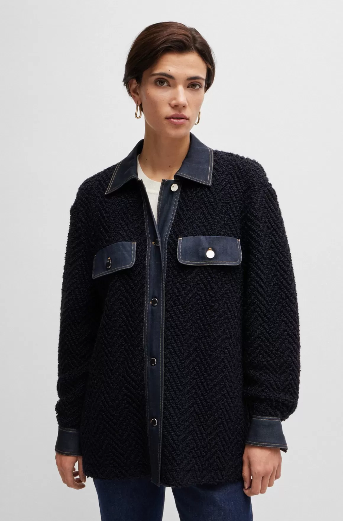 HUGO BOSS Tweedjakke Med Regular Fit Og Ensfarvede Detaljer