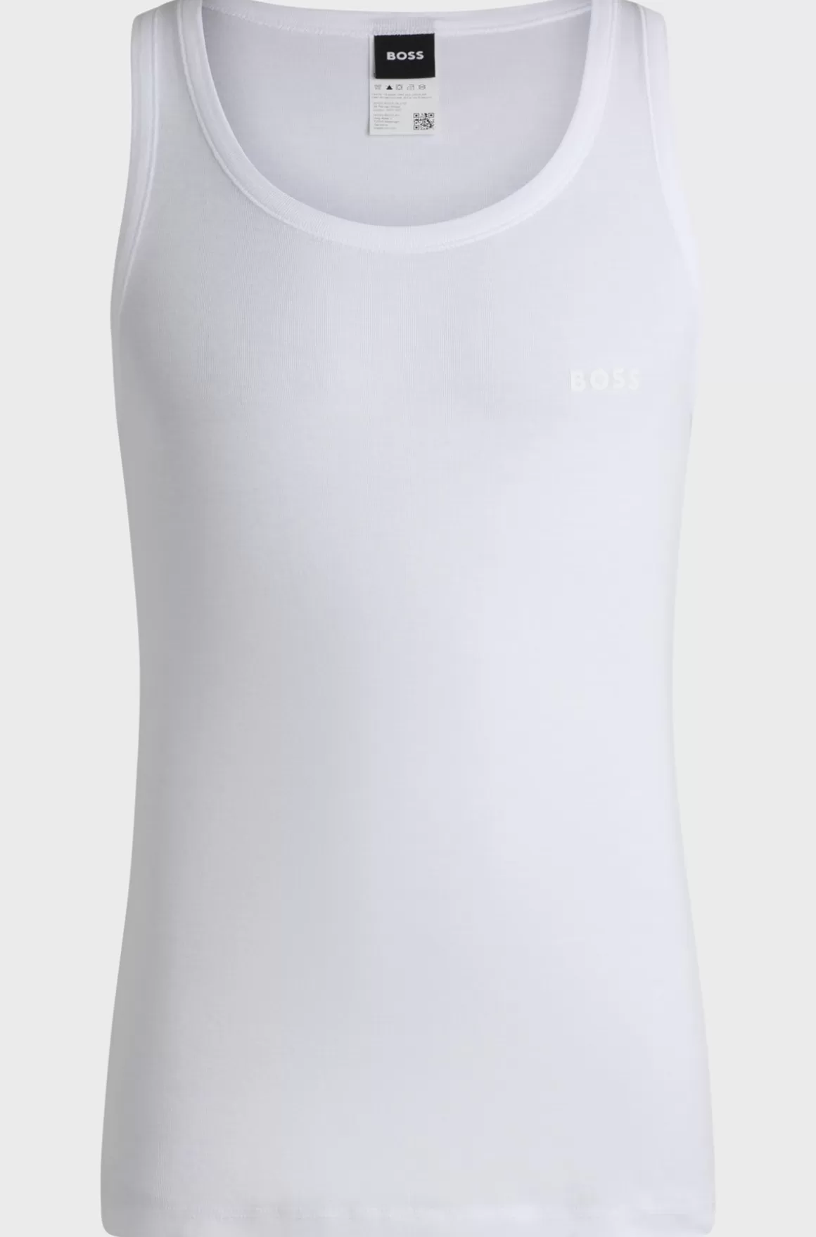 HUGO BOSS Undertøjsvest I Ribbet Bomuld Med Logoprint