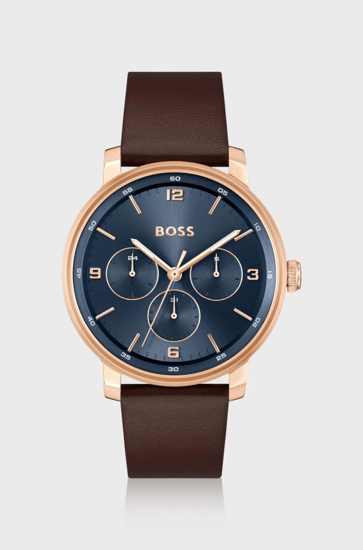 HUGO BOSS Ur Med Blå Urskive Og Læderrem