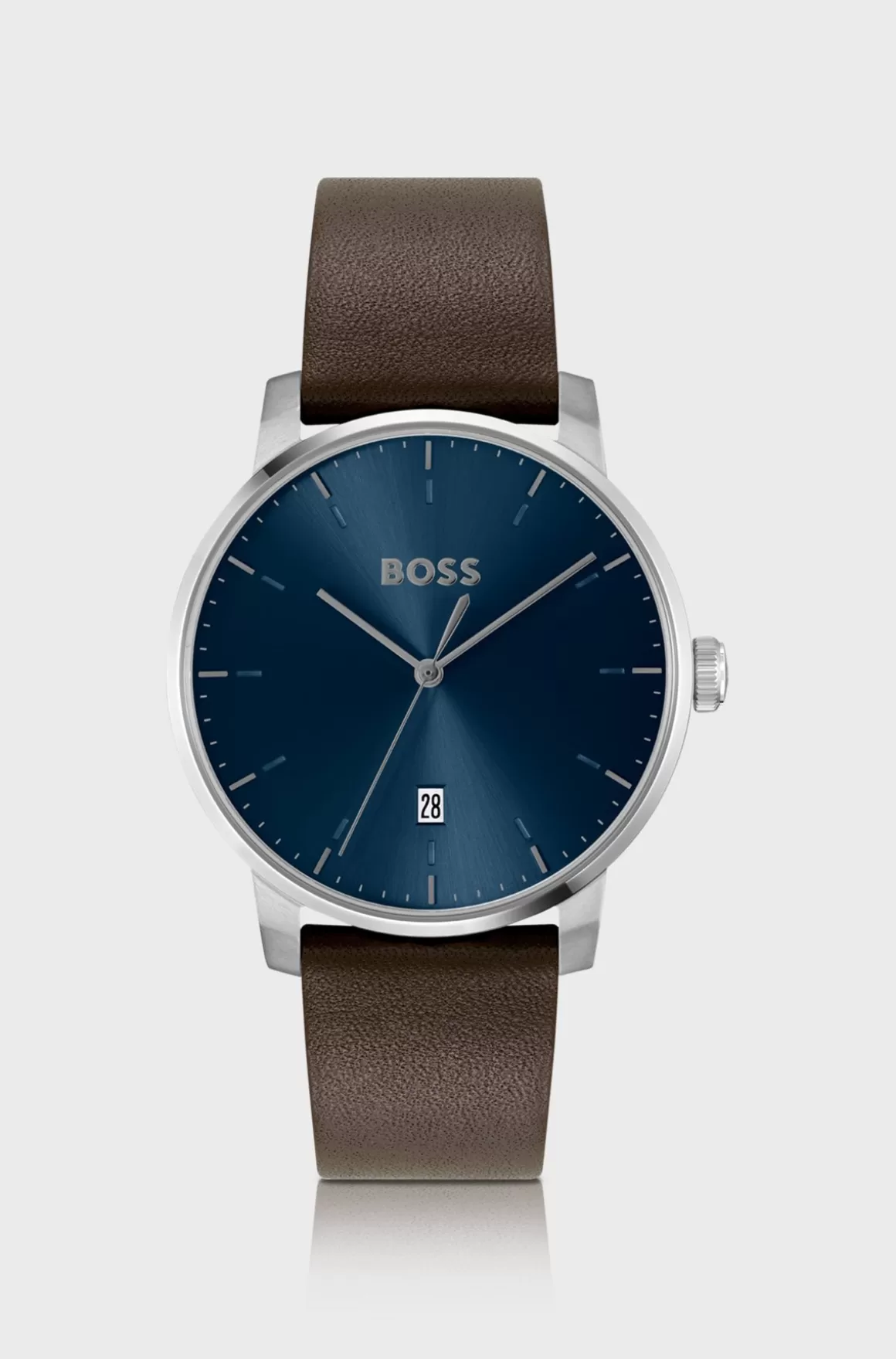 HUGO BOSS Ur Med Blå Urskive Og Læderrem
