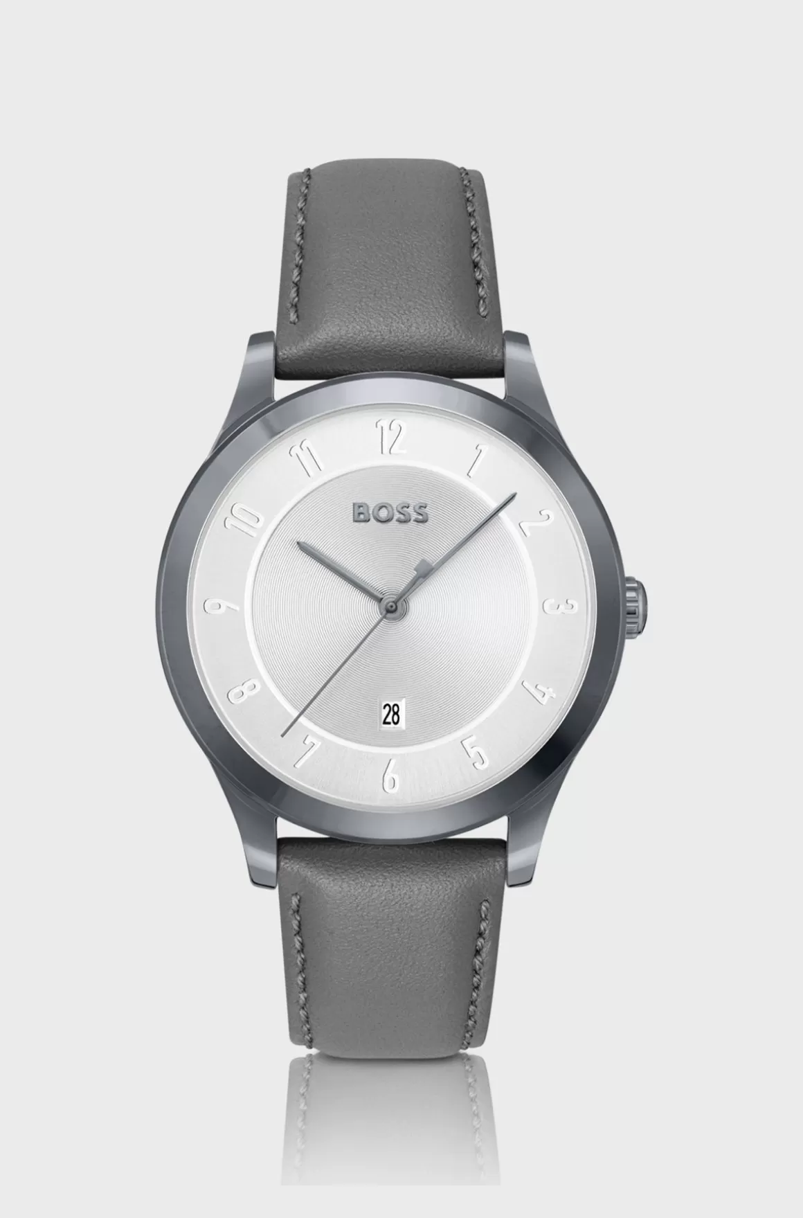 HUGO BOSS Ur Med Grå Belægning Og Grå Læderrem