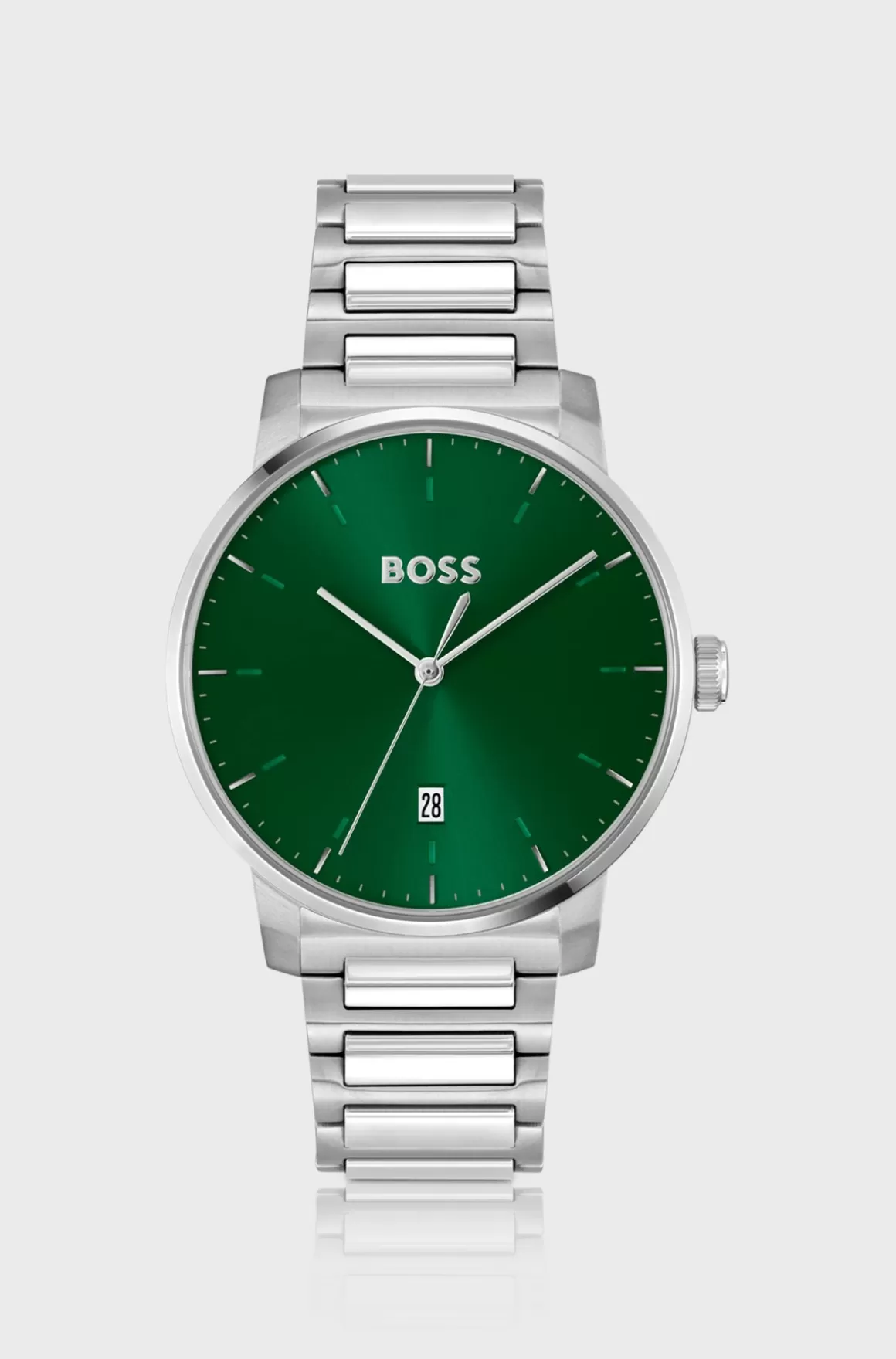 HUGO BOSS Ur Med H-lænkerem Og Grøn Urskive