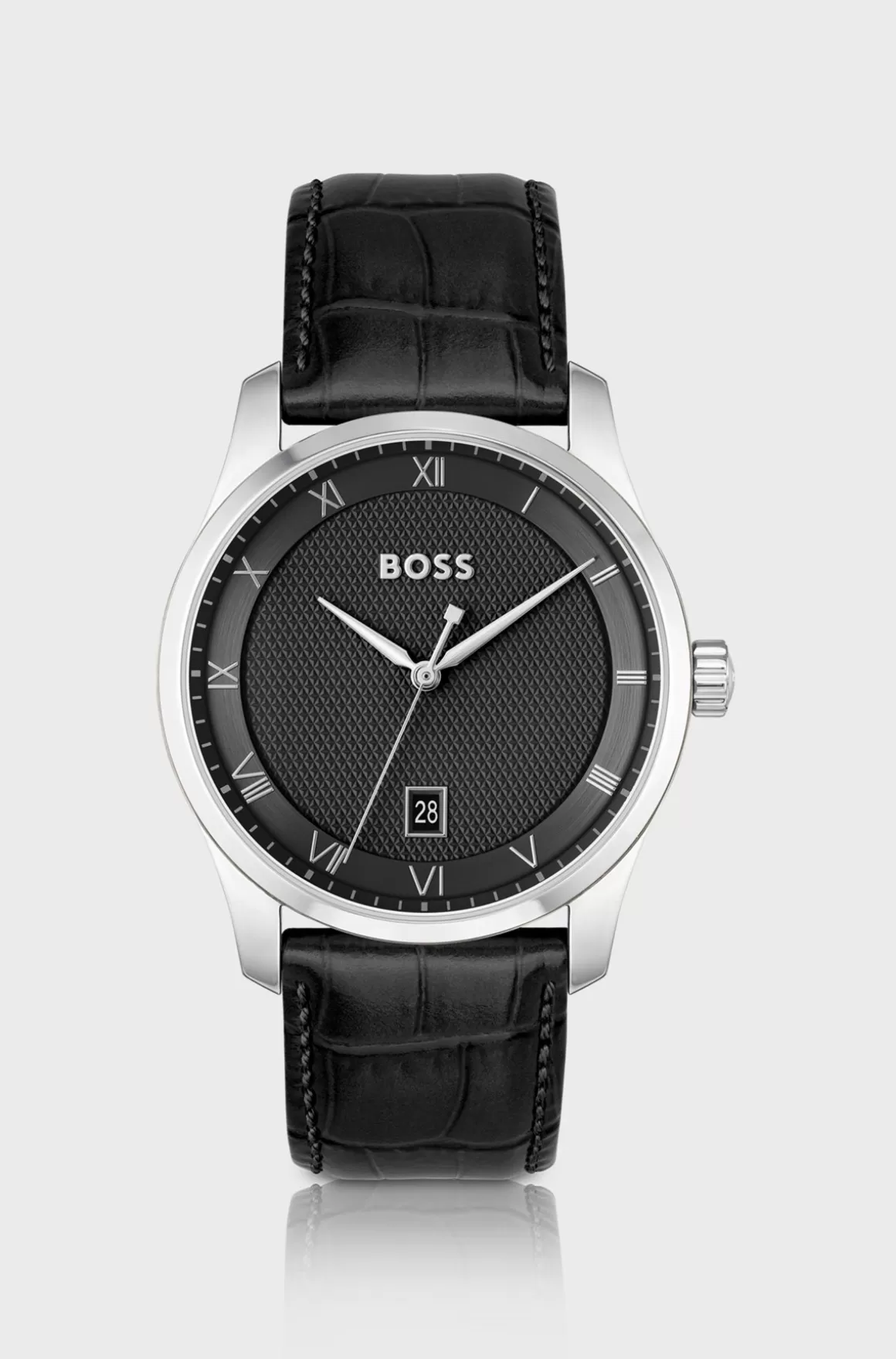 HUGO BOSS Ur Med Læderrem Og mønstret Urskive