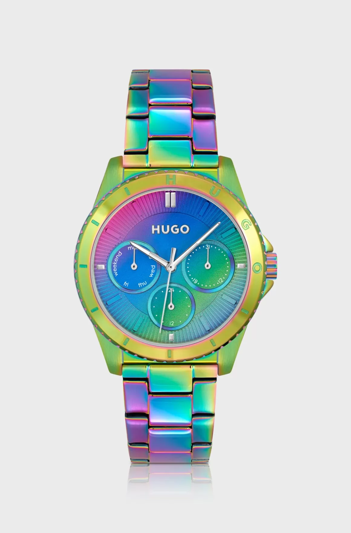 HUGO BOSS Ur Med Leddelt Rem I Regnbuefarvet Stål