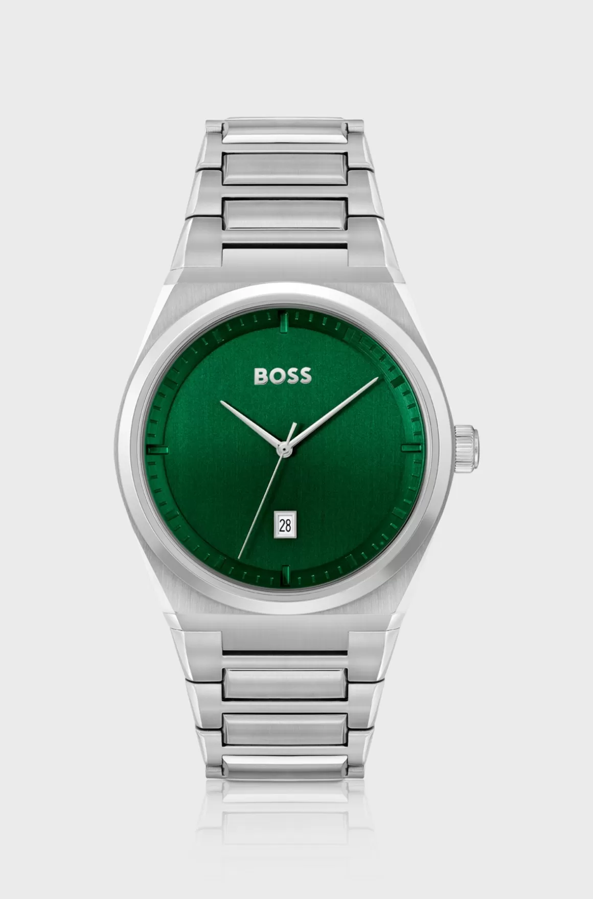 HUGO BOSS Ur Med Leddelt Rem Og Grøn Urskive