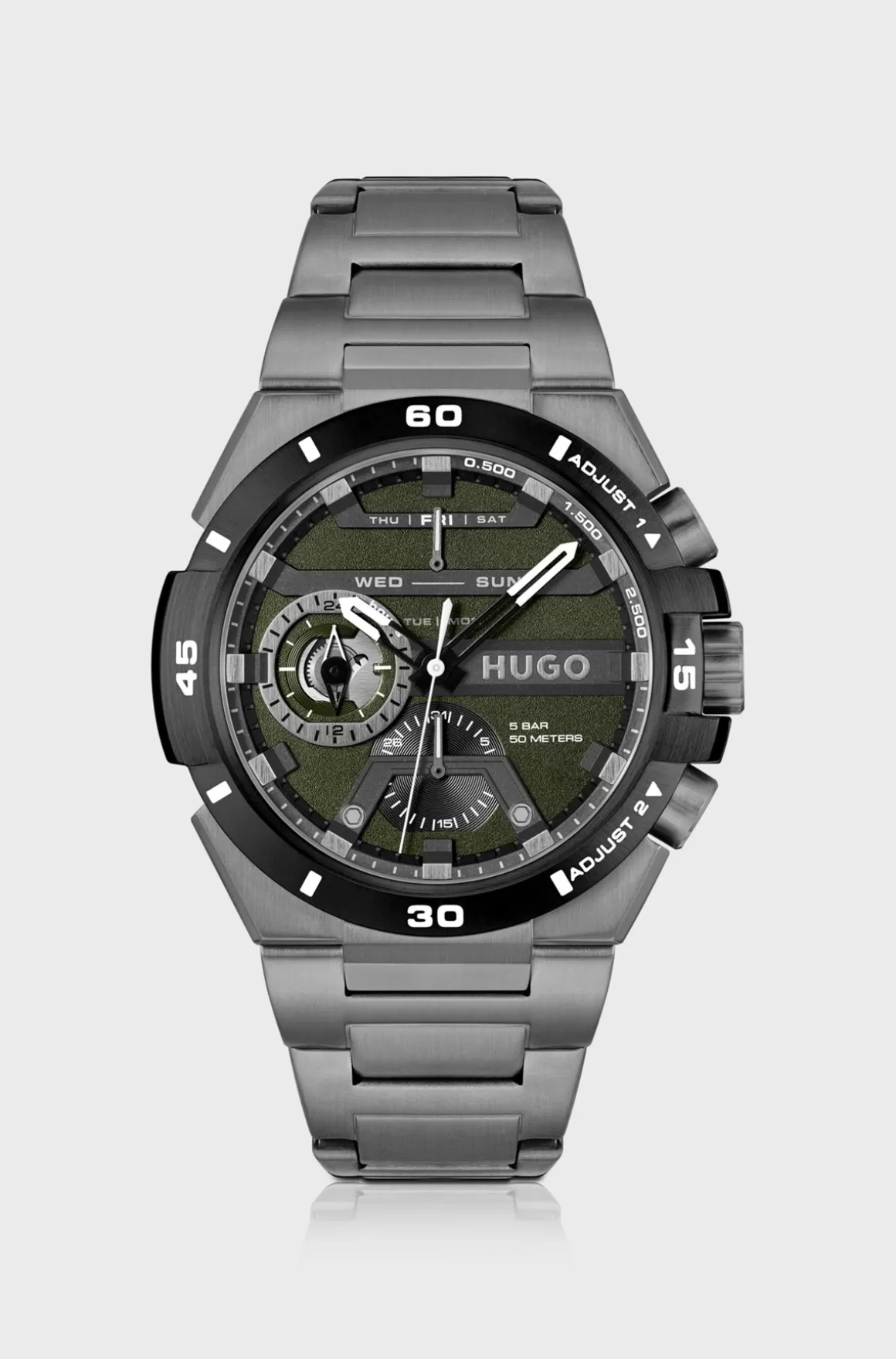 HUGO BOSS Ur Med Ledrem Og Olivengrøn Urskive