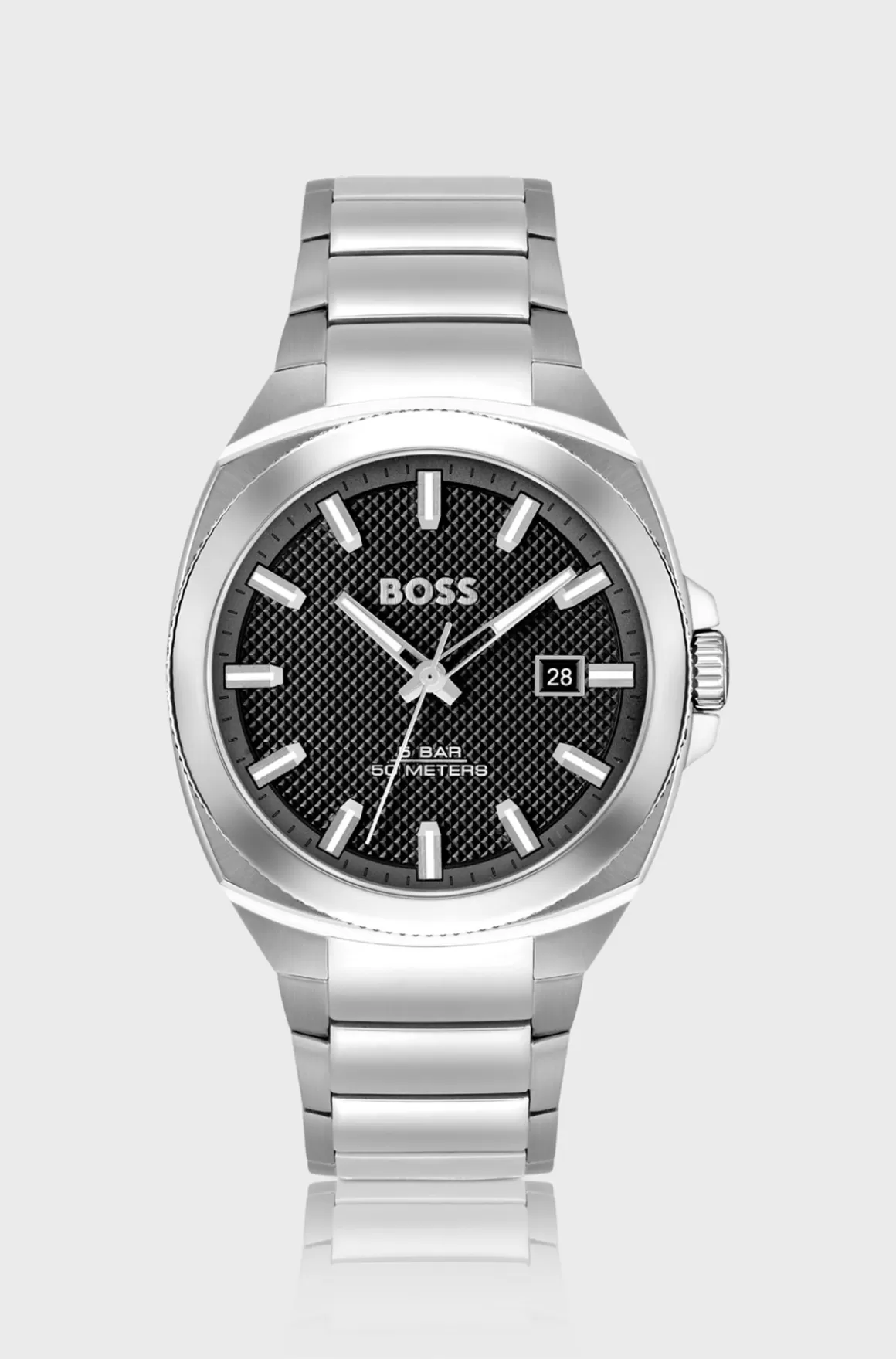 HUGO BOSS Ur Med Lænkerem Og Sort Urskive Med Guillochering