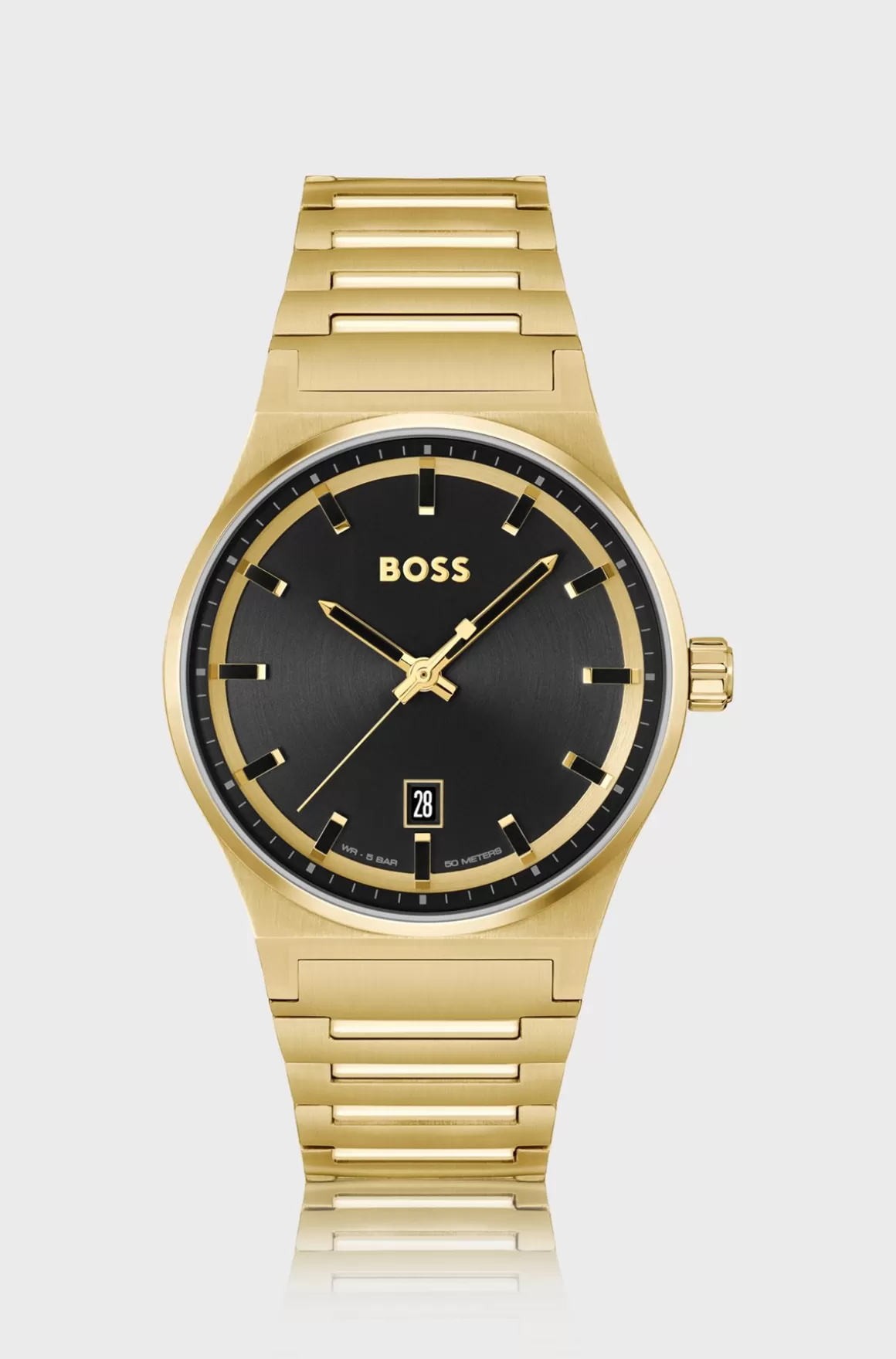 HUGO BOSS Ur Med Sort Urskive Og farvet Lænkerem