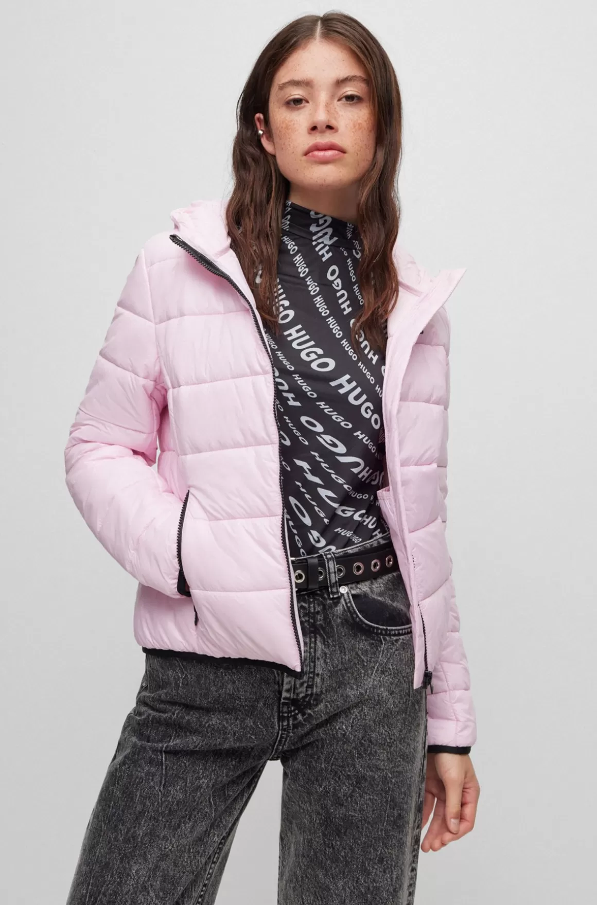 HUGO BOSS Vandskyende Dunjakke Med Kontrastlogo