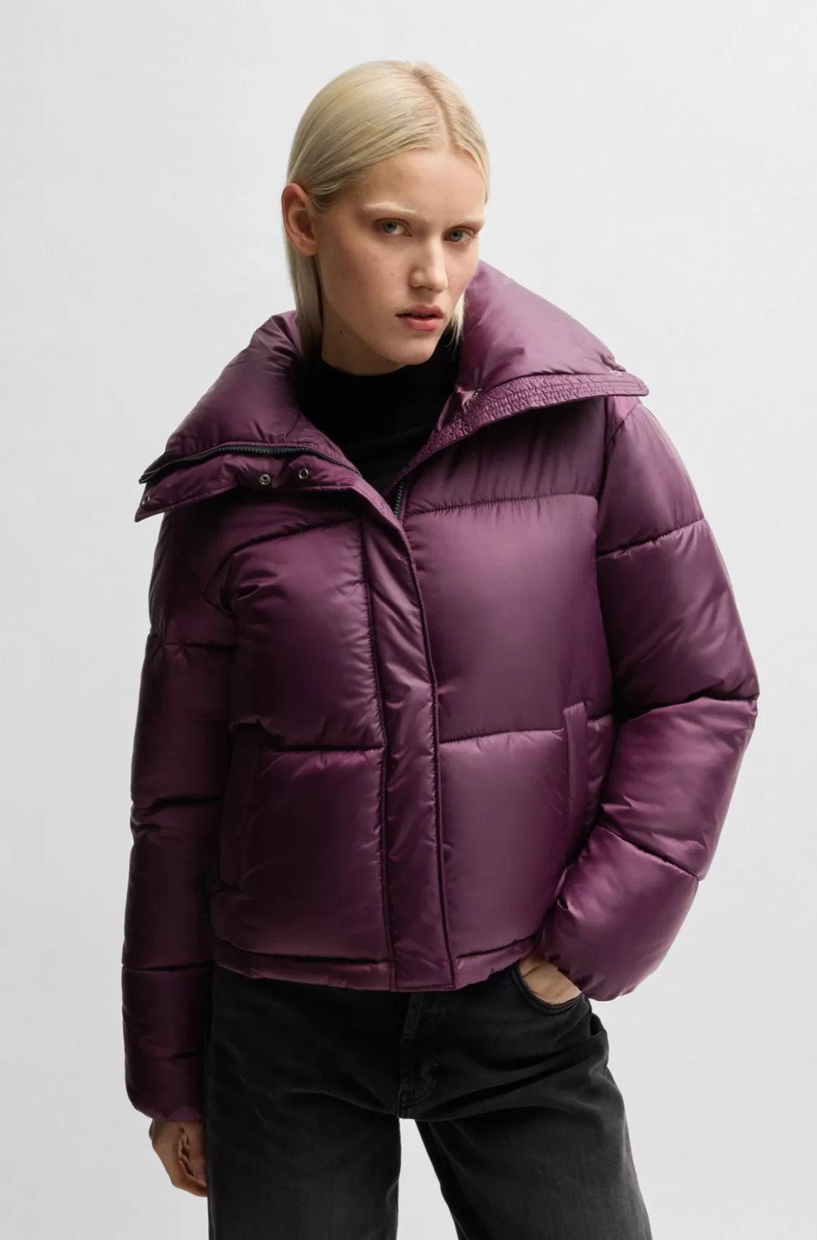 HUGO BOSS Vandskyende Dunjakke Med Logomærke