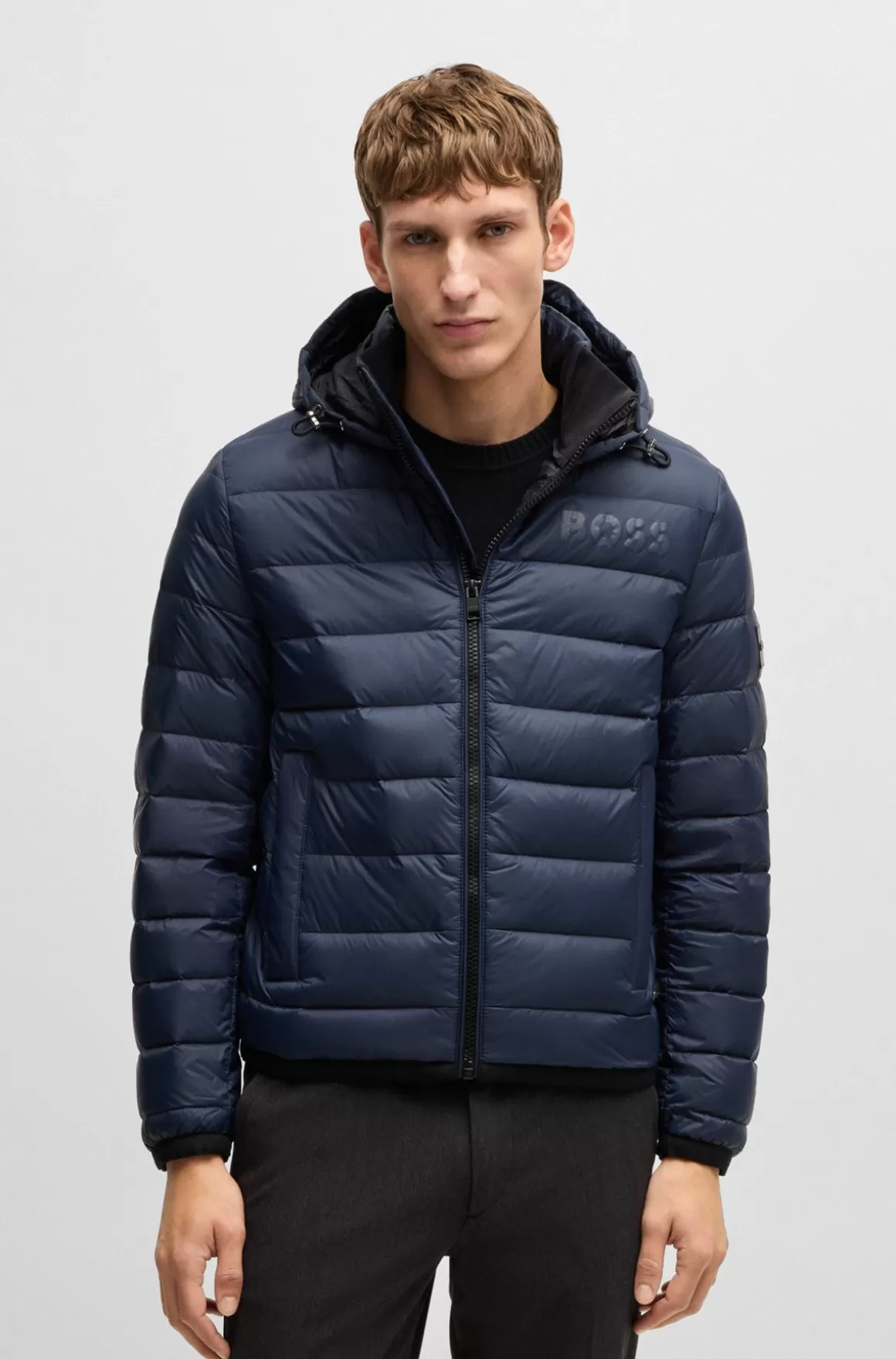 HUGO BOSS Vandskyende Dunjakke Med Tone-i-tone Logo