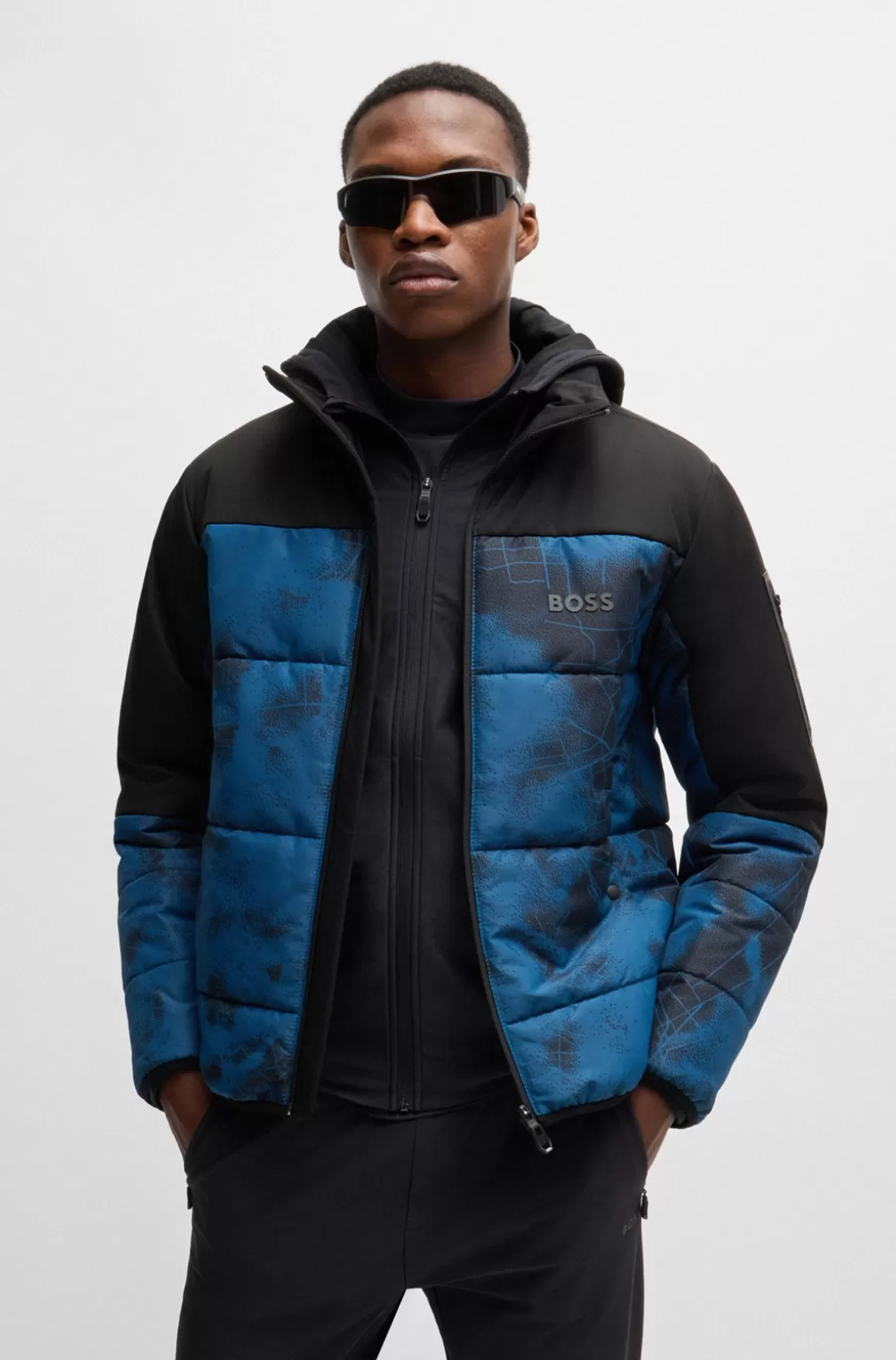 HUGO BOSS Vandskyende Dynejakke Med Logoprint