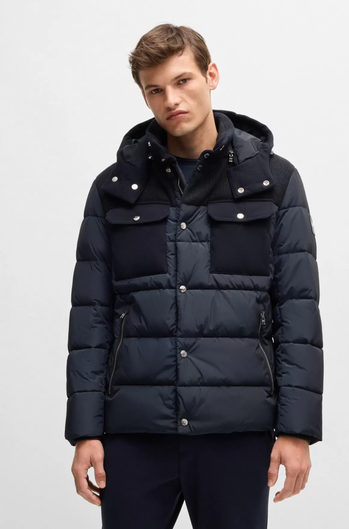 HUGO BOSS Vandskyende Jakke Med Regular Fit I Blandede Materialer