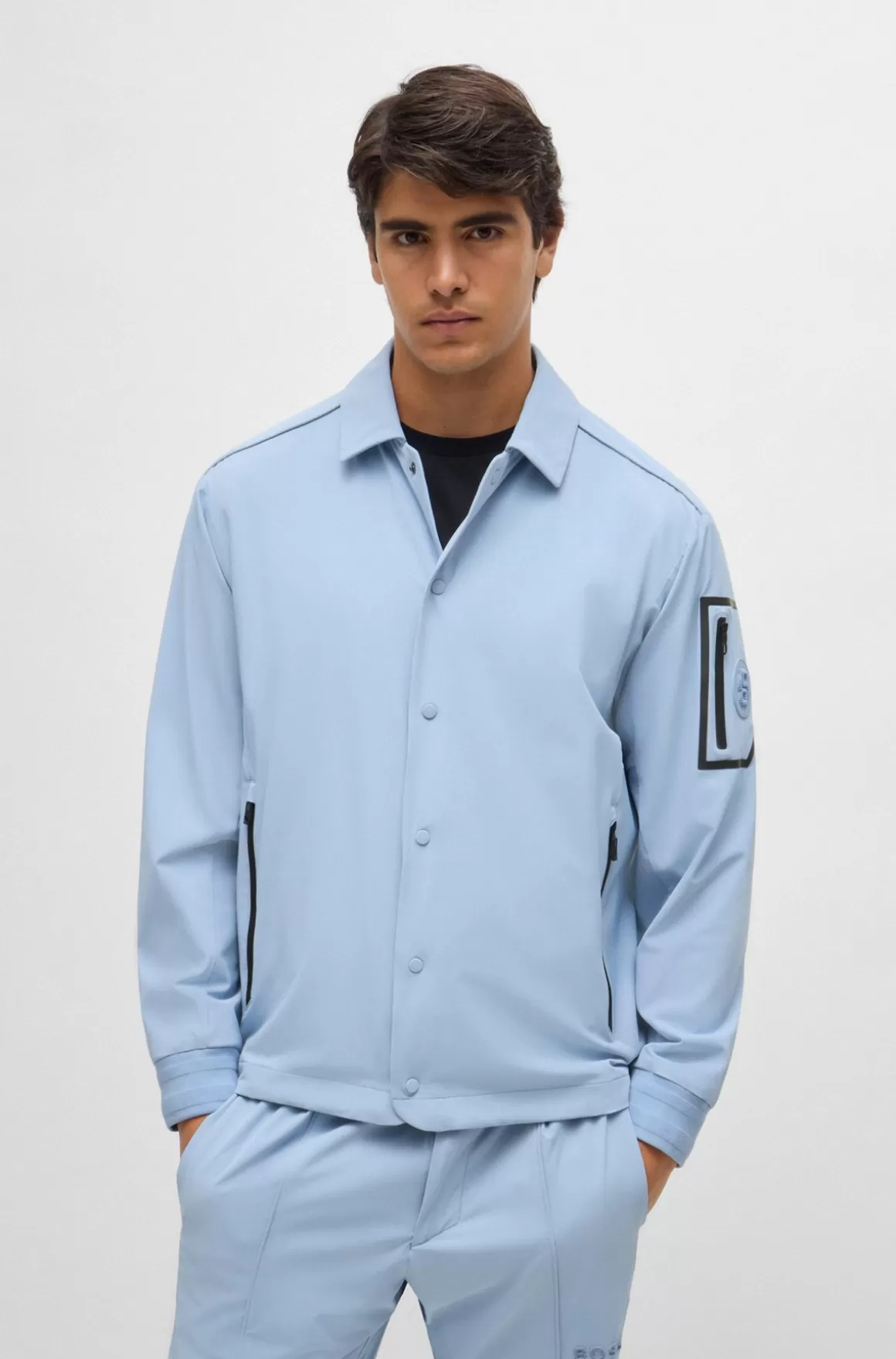 HUGO BOSS Vandskyende Jakke Med Regular Fit Og Kontrastdetalje