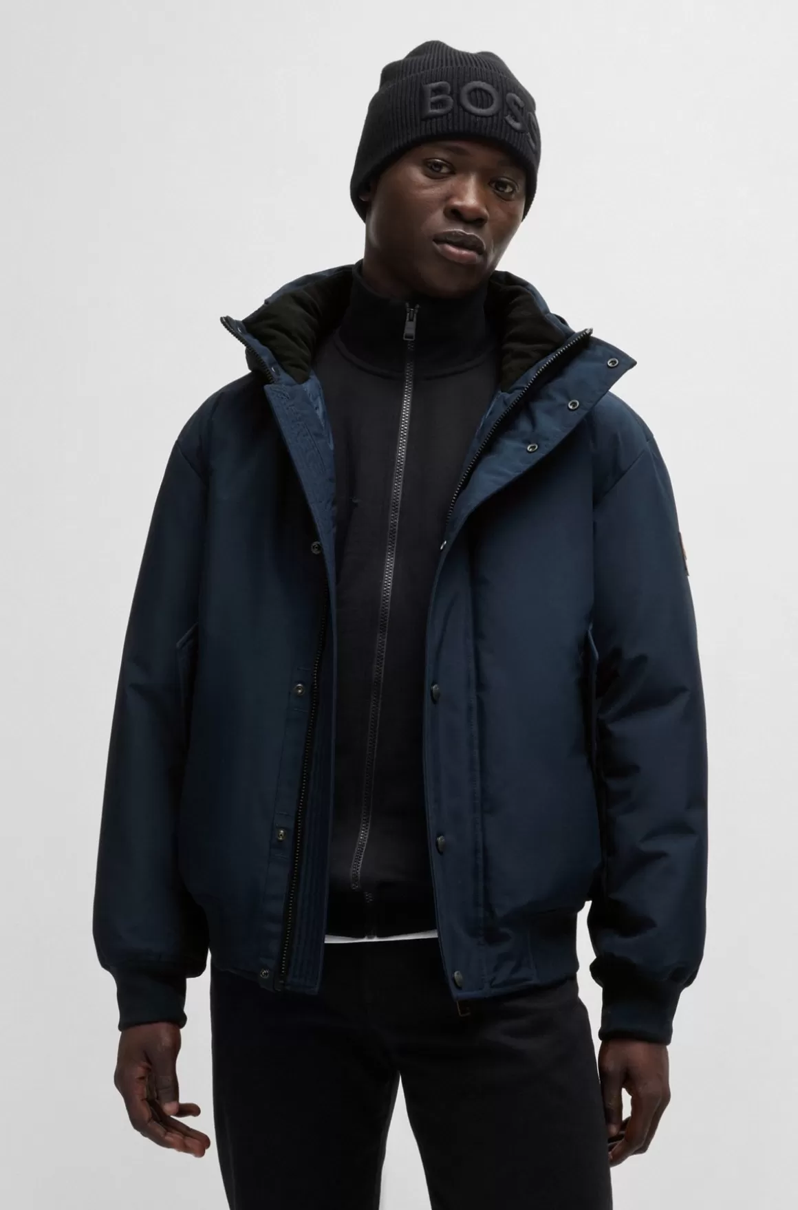HUGO BOSS Vandskyende Parkajakke Med Kravefor I Polarfleece
