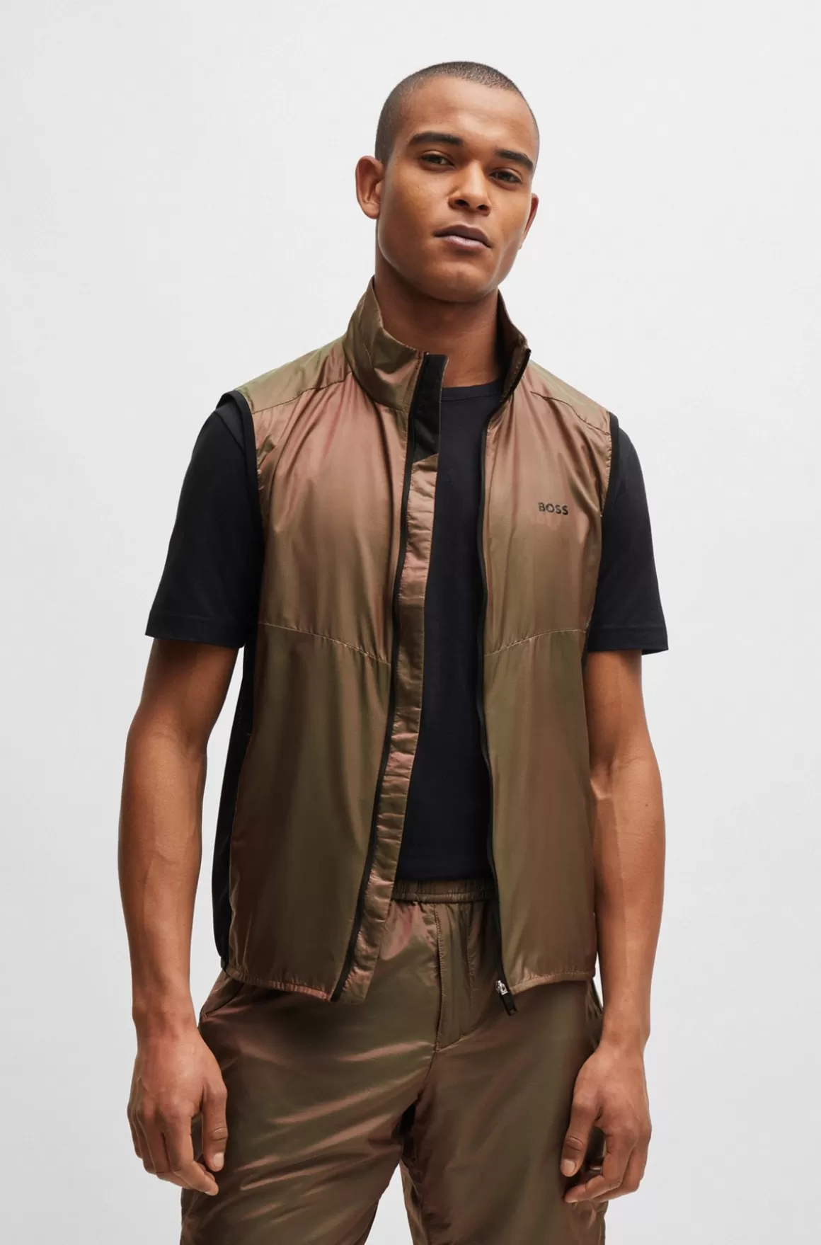 HUGO BOSS Vandskyende Vest I Iriserende Ripstop-materiale, Der Nemt Kan Pakkes