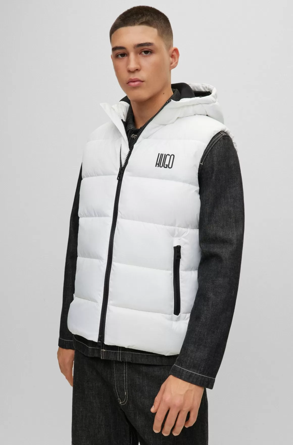 HUGO BOSS Vandskyende Vest Med Hætte Og Logodetalje