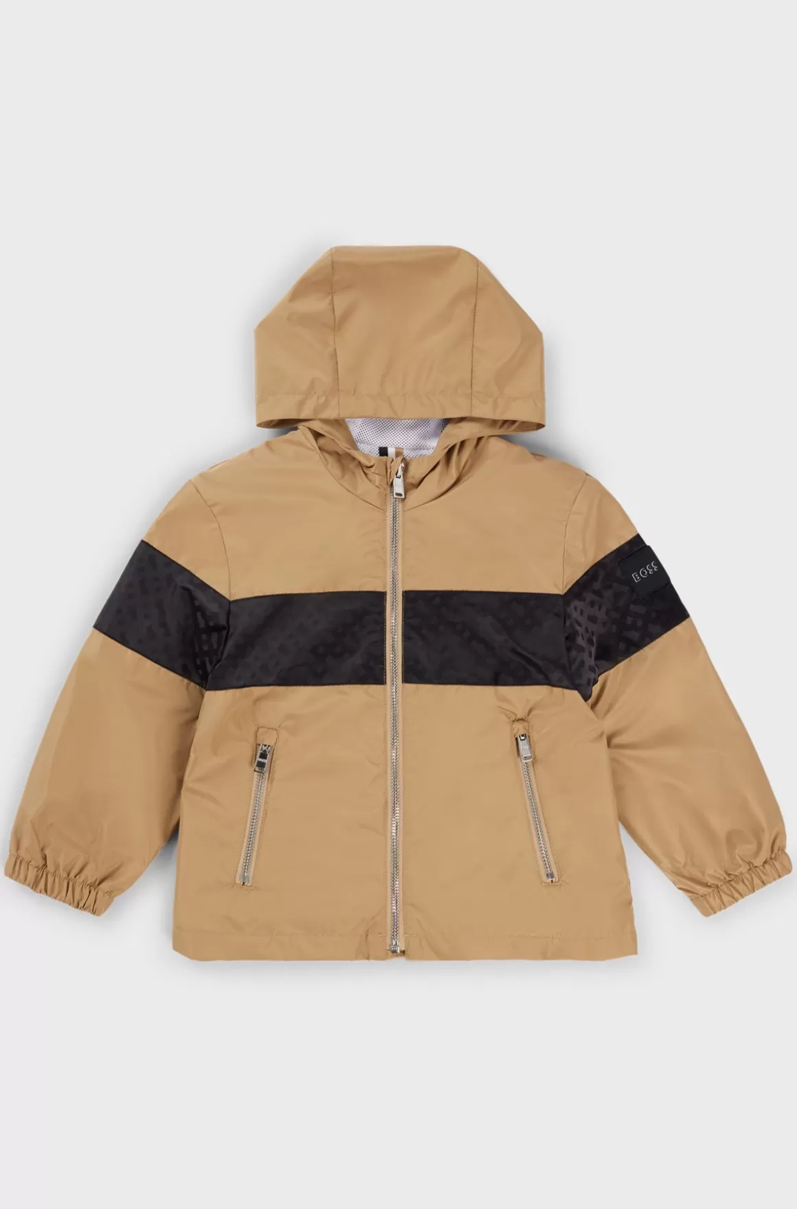 Børn HUGO BOSS Vandskyende Windbreaker Til Børn Med Hætte Og Monogramdetaljer