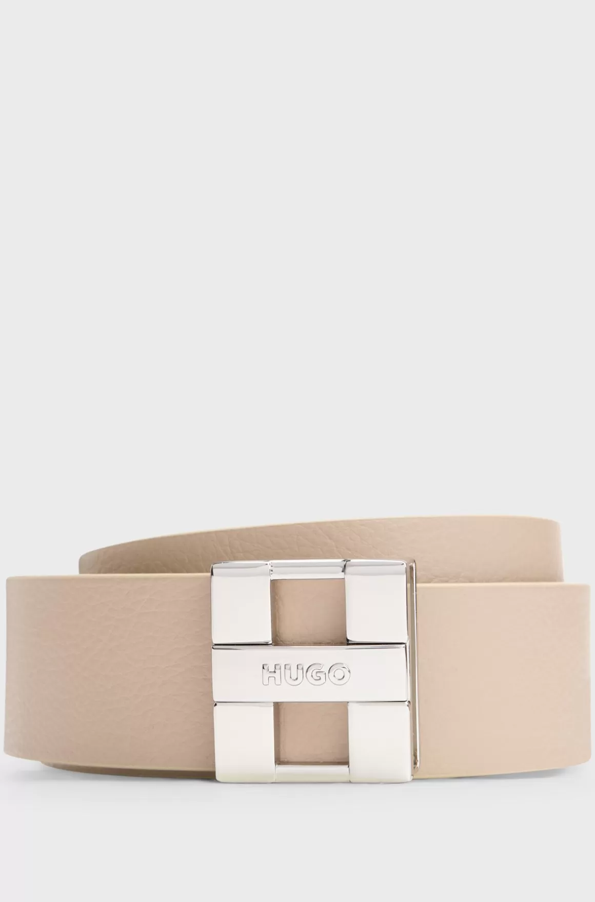 HUGO BOSS Vendbart Bælte I Italiensk Læder Med Monogramspænde