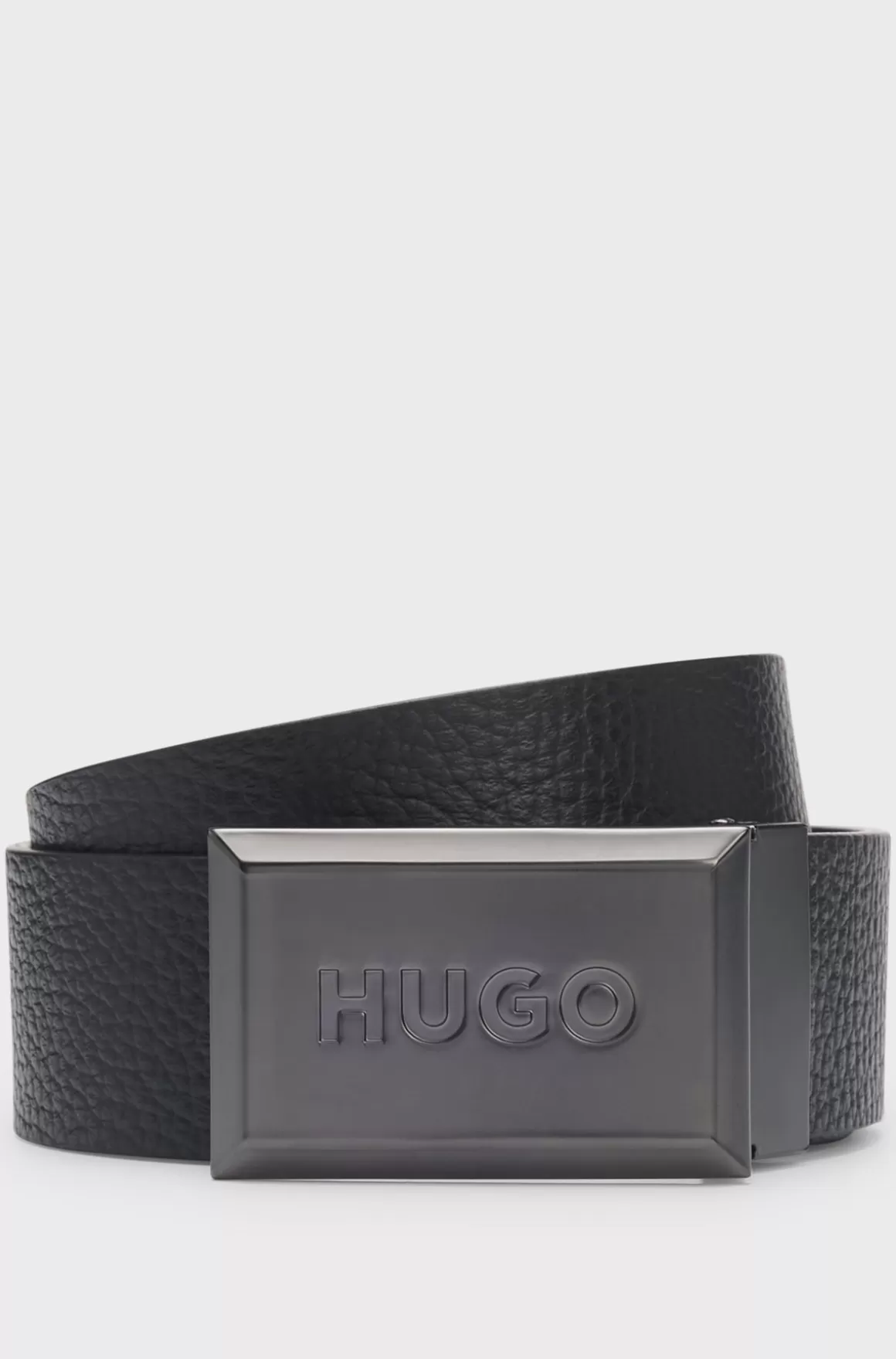 HUGO BOSS Vendbart Bælte I Italiensk Læder Med Pladespænde