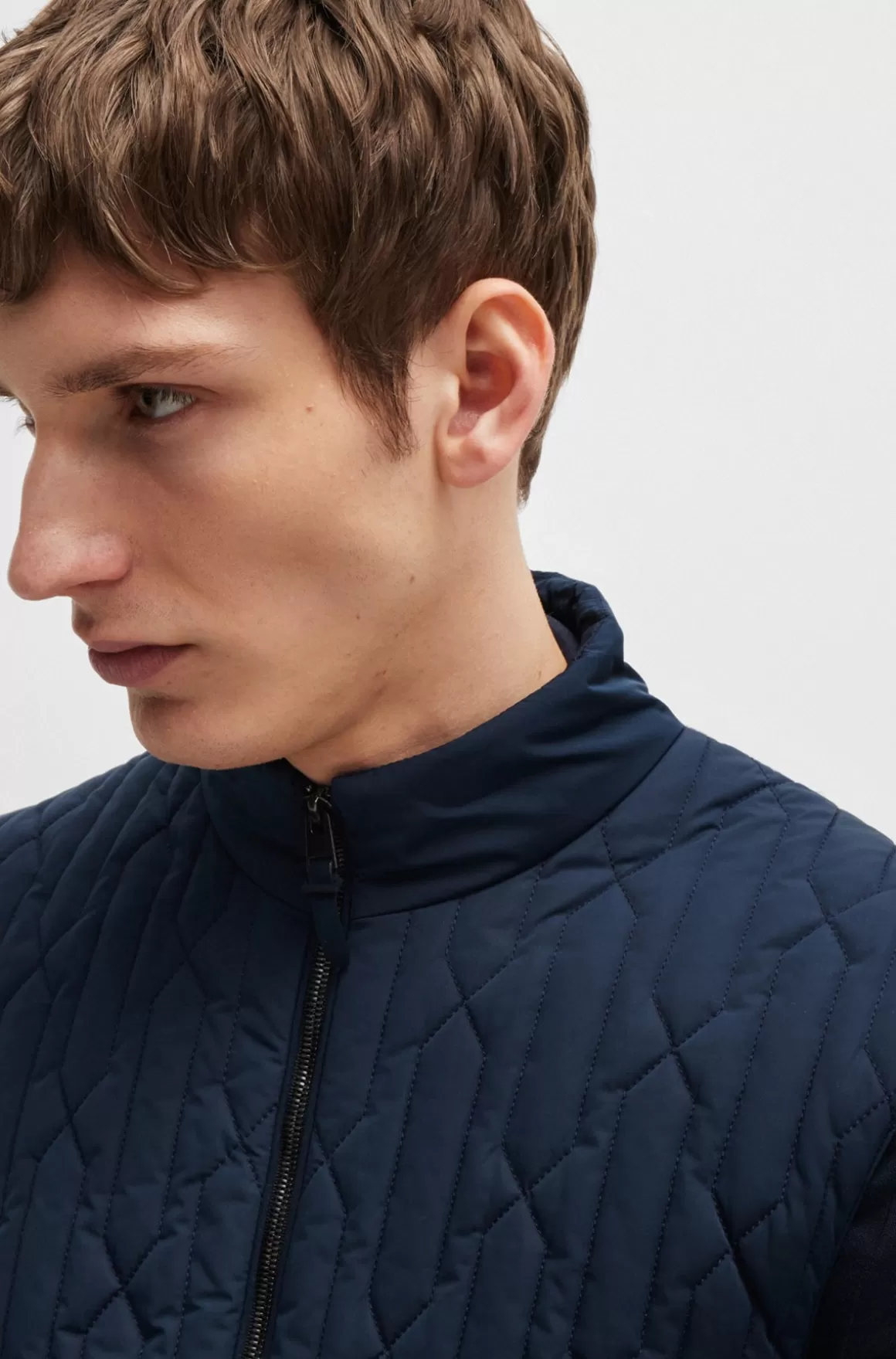 HUGO BOSS Vest Med Regular Fit I Bomuldsuld Og Med Quiltet Look