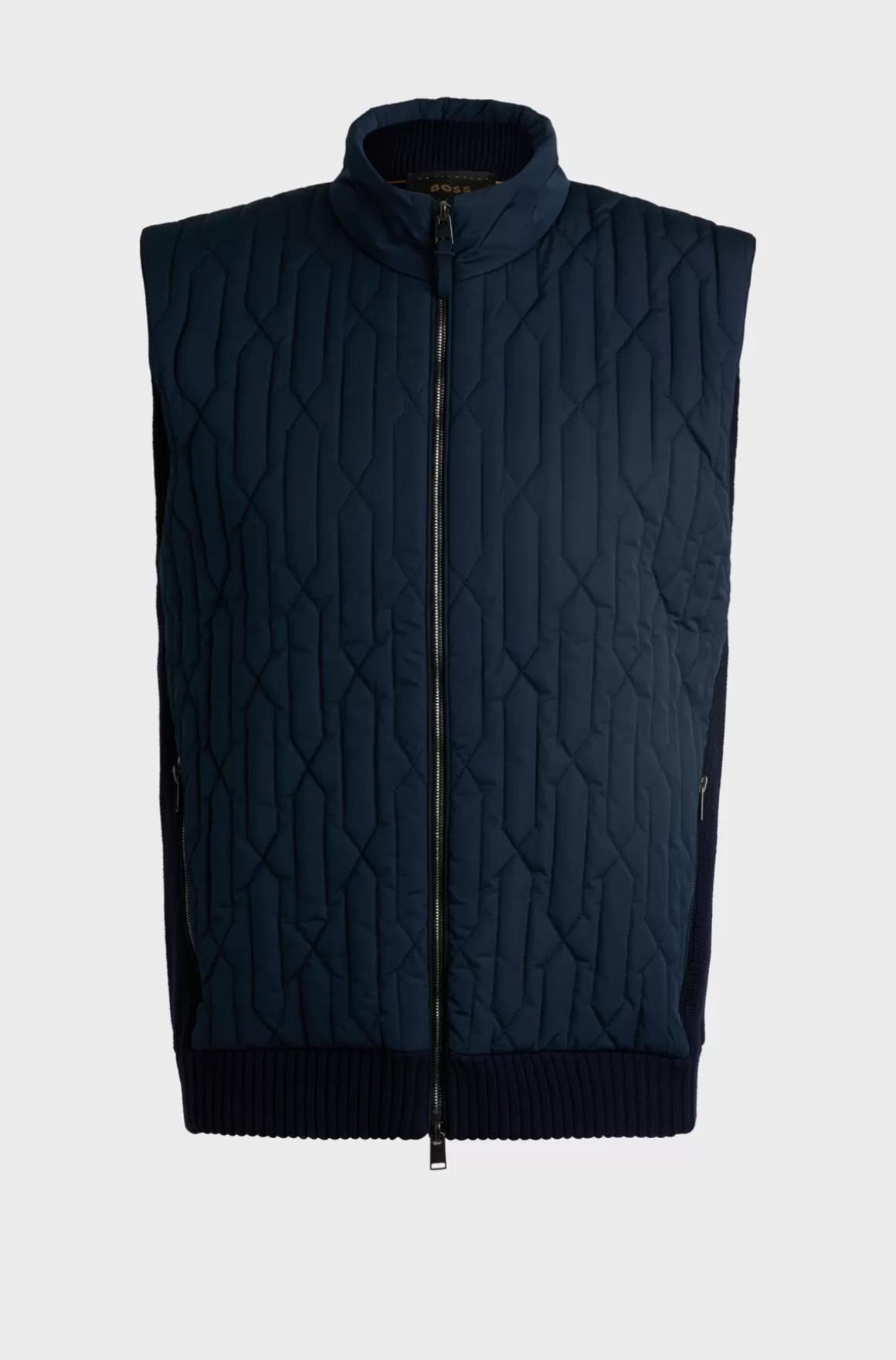 HUGO BOSS Vest Med Regular Fit I Bomuldsuld Og Med Quiltet Look