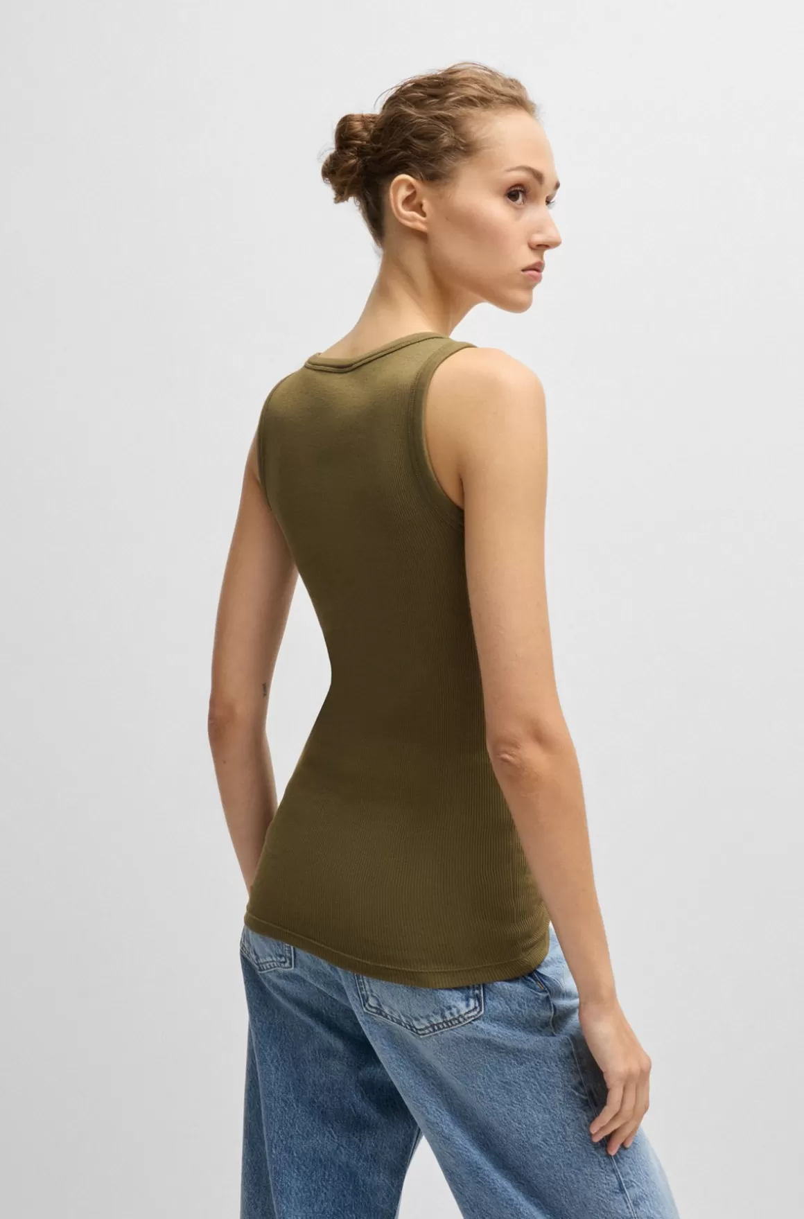 HUGO BOSS Vest Med Slim Fit I Strækbomuld Med En Ribbet Struktur