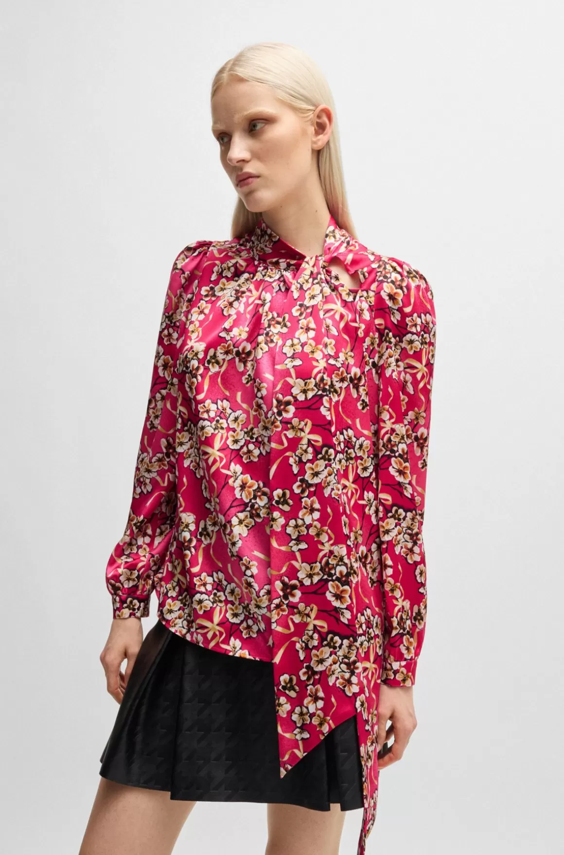 Dame HUGO BOSS Voluminøs Skjorte Med Regular Fit Og Blomsterprint