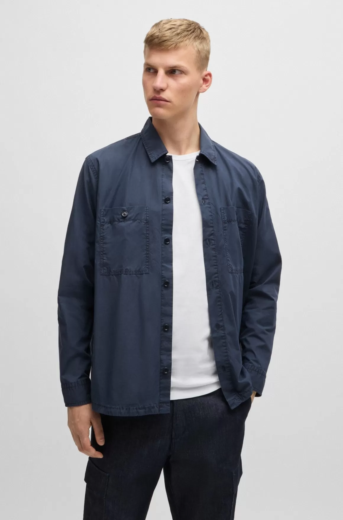 HUGO BOSS Yderskjorte Med Oversize Fit I Bomuldspoplin