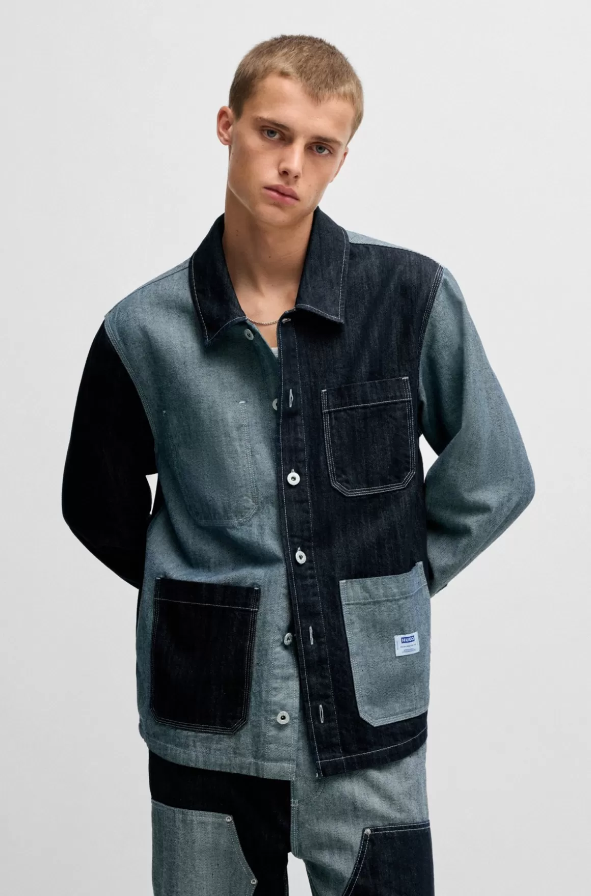 HUGO BOSS Yderskjorte Med Relaxed Fit I Blandet Denimstof